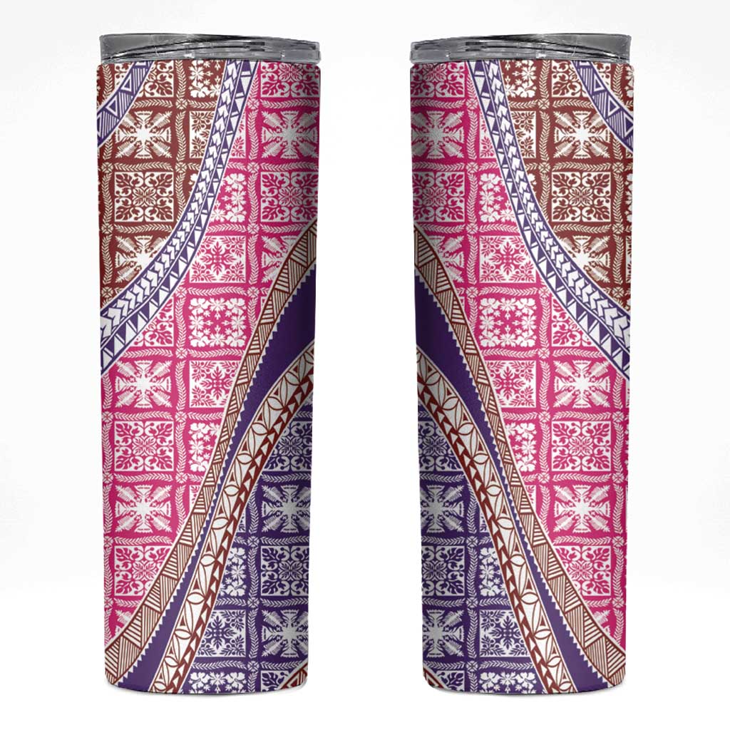 Hawaiian Quilt Pattern Skinny Tumbler Sweet Color Mixed - Polynesian Pride