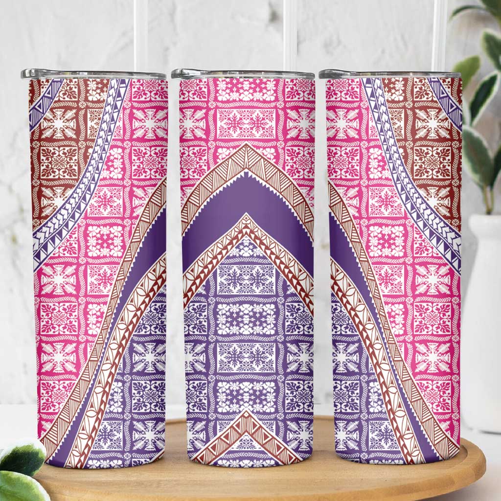 Hawaiian Quilt Pattern Skinny Tumbler Sweet Color Mixed - Polynesian Pride