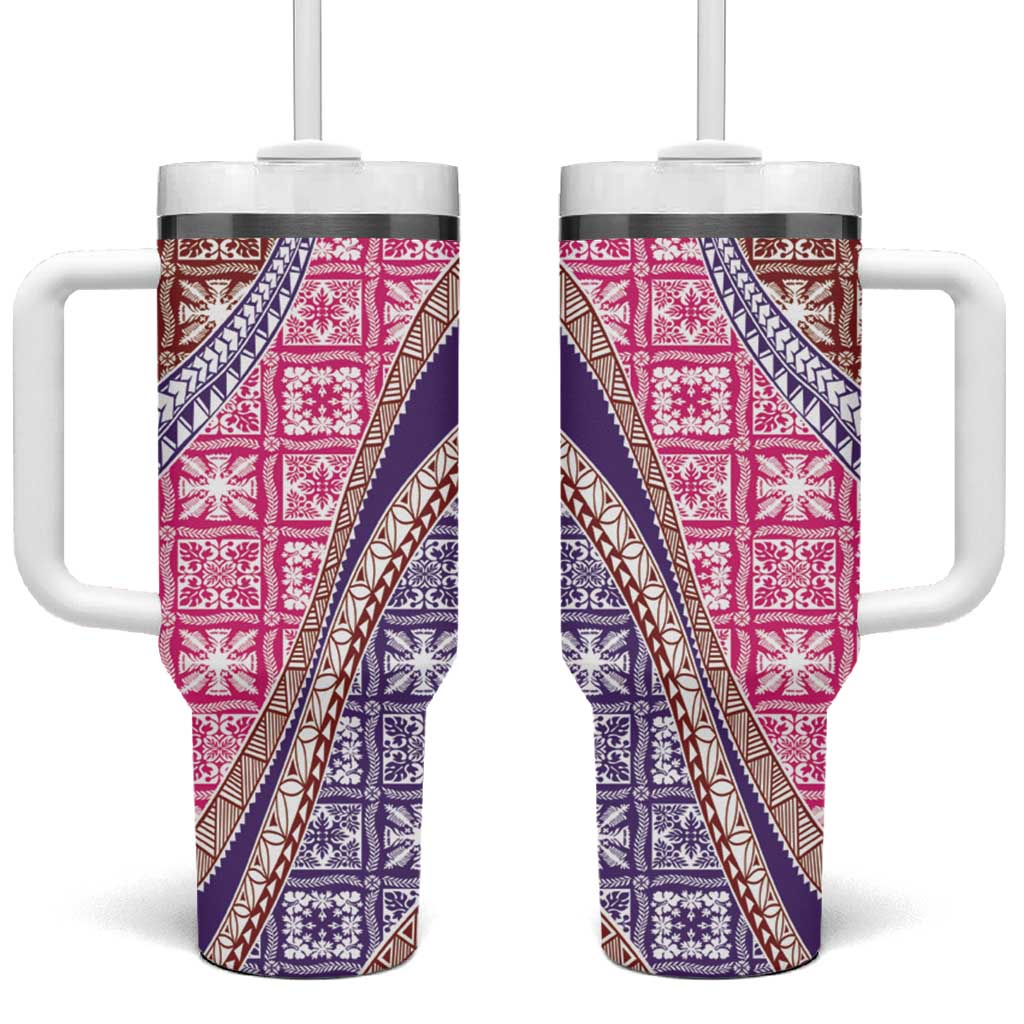 Hawaiian Quilt Pattern Tumbler With Handle Sweet Color Mixed - Polynesian Pride