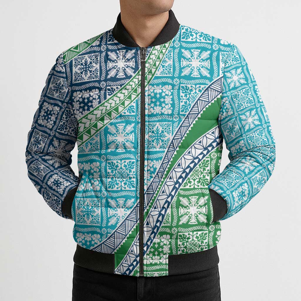 Hawaiian Quilt Pattern Bomber Puffer Jacket Fresh Color Mixed - Polynesian Pride