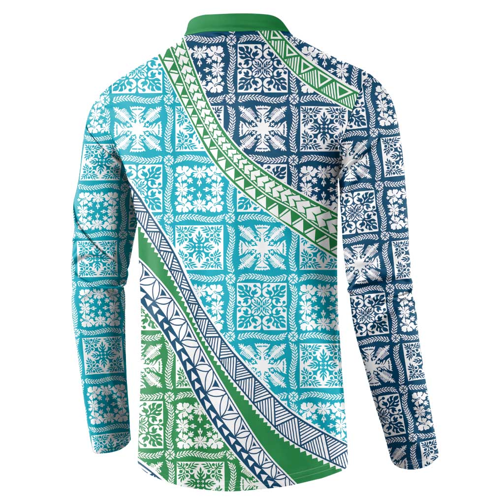 Hawaiian Quilt Pattern Button Sweatshirt Fresh Color Mixed - Polynesian Pride