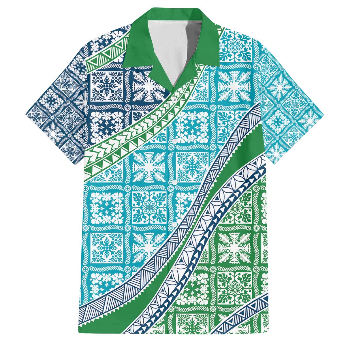 Hawaiian Quilt Pattern Family Matching Off The Shoulder Long Sleeve Dress and Hawaiian Shirt Fresh Color Mixed - Polynesian Pride