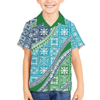 Hawaiian Quilt Pattern Family Matching Puletasi and Hawaiian Shirt Fresh Color Mixed - Polynesian Pride
