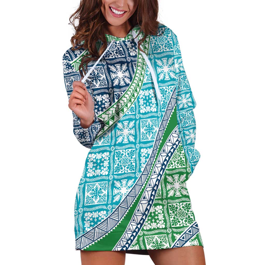 Hawaiian Quilt Pattern Hoodie Dress Fresh Color Mixed - Polynesian Pride