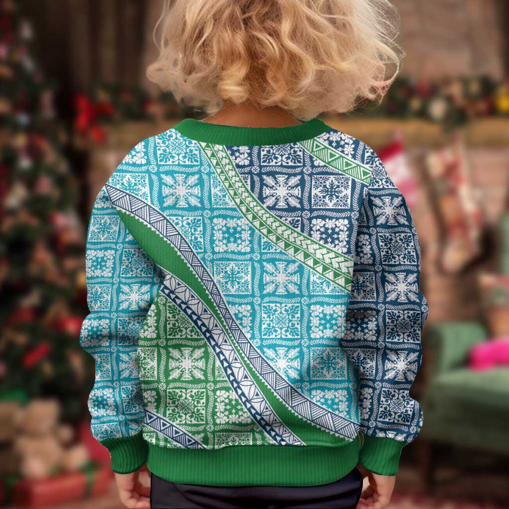 Hawaiian Quilt Pattern Kid Ugly Christmas Sweater Fresh Color Mixed - Polynesian Pride