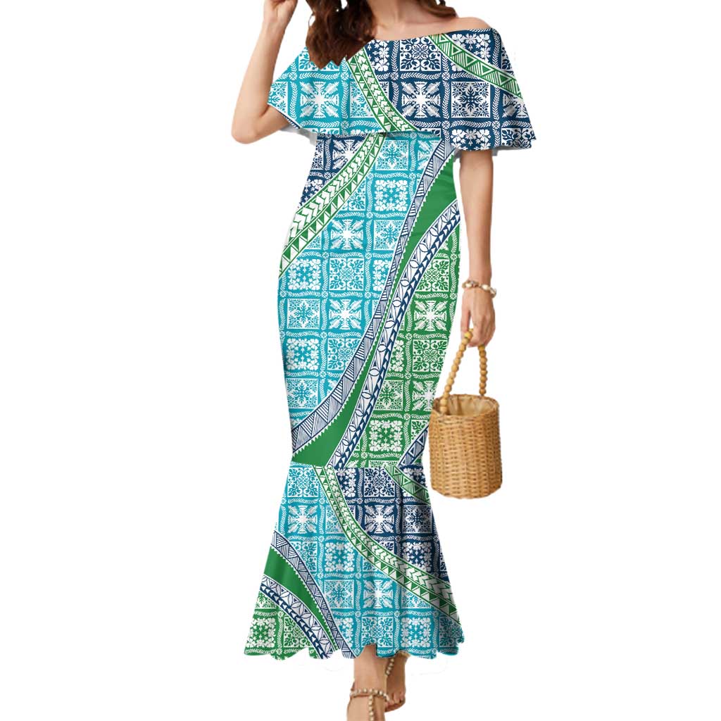 Hawaiian Quilt Pattern Mermaid Dress Fresh Color Mixed - Polynesian Pride