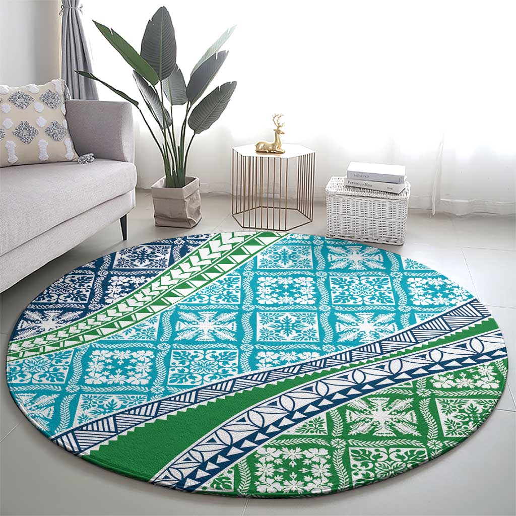 Hawaiian Quilt Pattern Round Carpet Fresh Color Mixed - Polynesian Pride