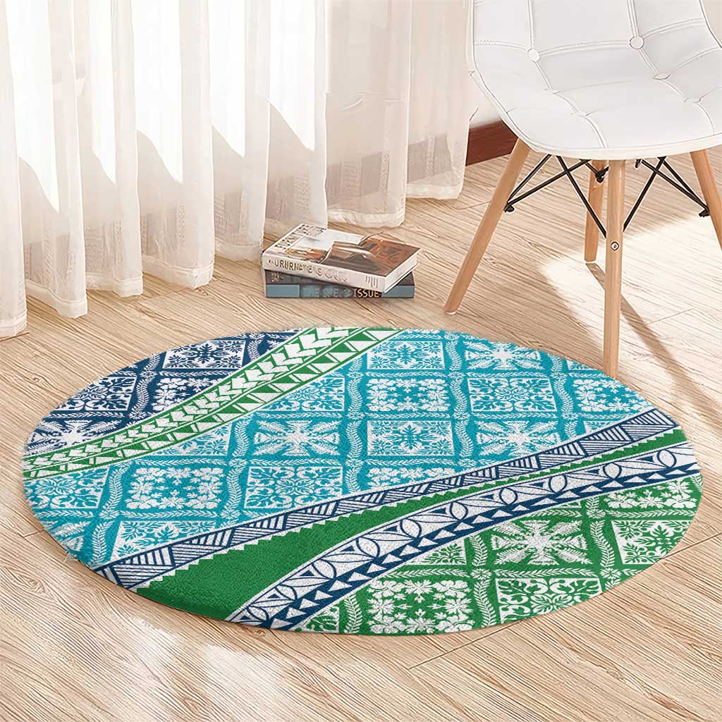 Hawaiian Quilt Pattern Round Carpet Fresh Color Mixed - Polynesian Pride