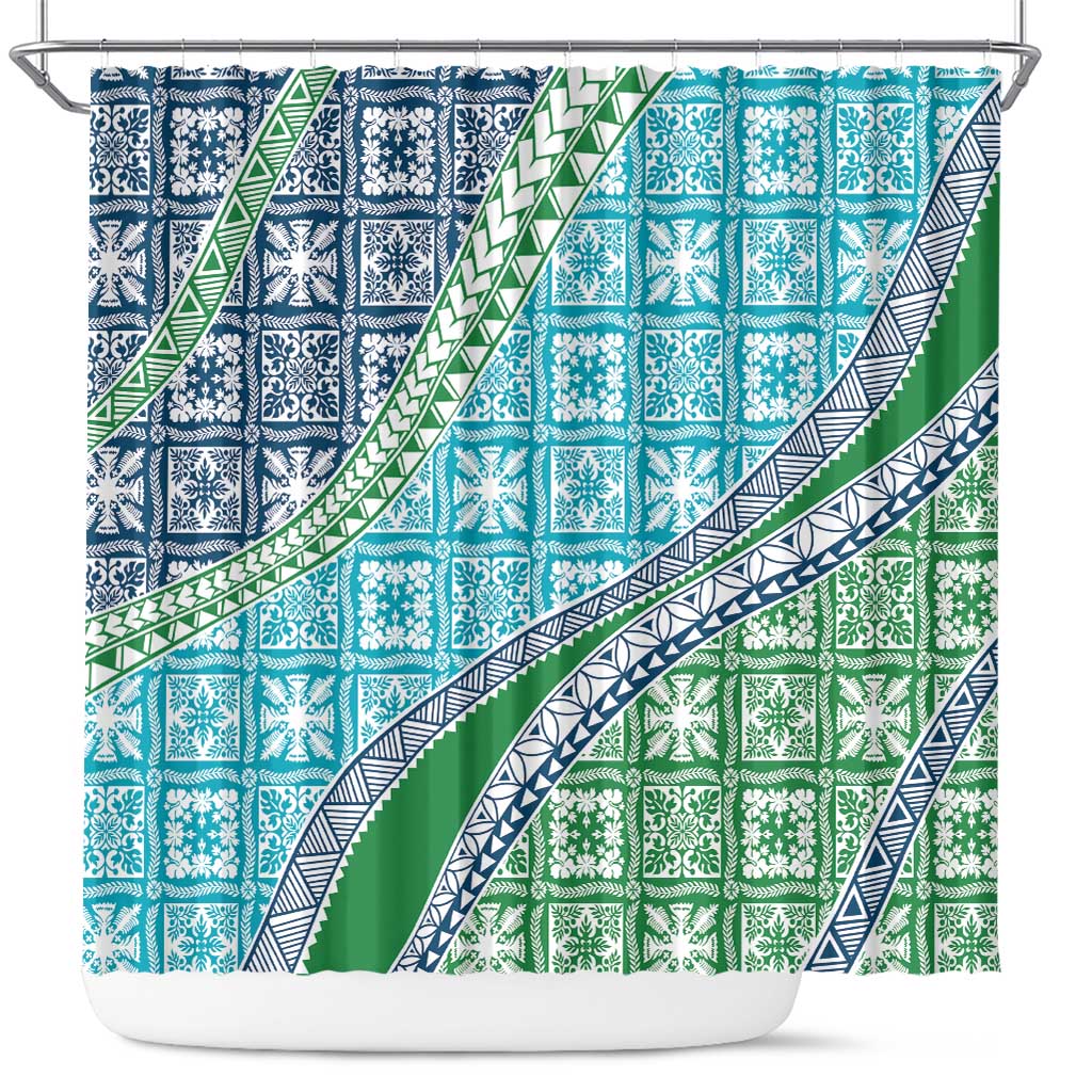 Hawaiian Quilt Pattern Shower Curtain Fresh Color Mixed - Polynesian Pride