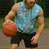 Hawaiian Quilt Pattern Sleeveless Zip Hoodie Fresh Color Mixed - Polynesian Pride