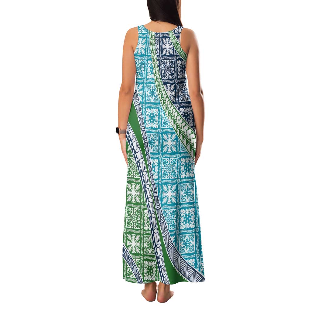 Hawaiian Quilt Pattern Tank Maxi Dress Fresh Color Mixed - Polynesian Pride