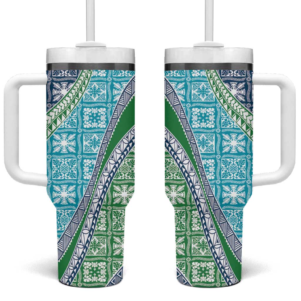Hawaiian Quilt Pattern Tumbler With Handle Fresh Color Mixed - Polynesian Pride