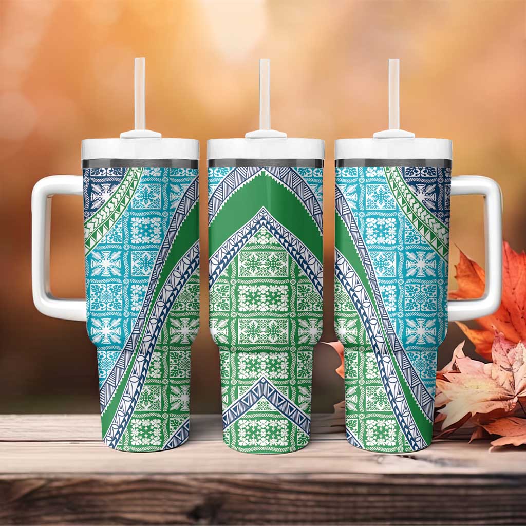 Hawaiian Quilt Pattern Tumbler With Handle Fresh Color Mixed - Polynesian Pride