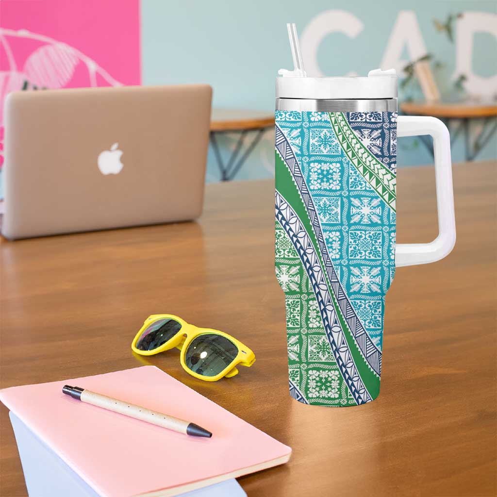 Hawaiian Quilt Pattern Tumbler With Handle Fresh Color Mixed - Polynesian Pride