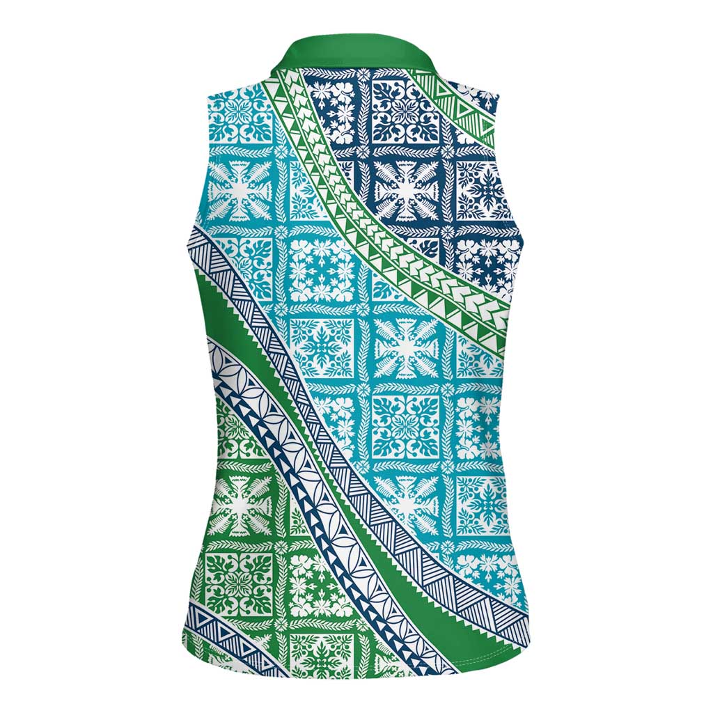 Hawaiian Quilt Pattern Women Sleeveless Polo Shirt Fresh Color Mixed - Polynesian Pride