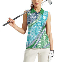 Hawaiian Quilt Pattern Women Sleeveless Polo Shirt Fresh Color Mixed - Polynesian Pride