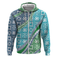 Hawaiian Quilt Pattern Zip Hoodie Fresh Color Mixed - Polynesian Pride