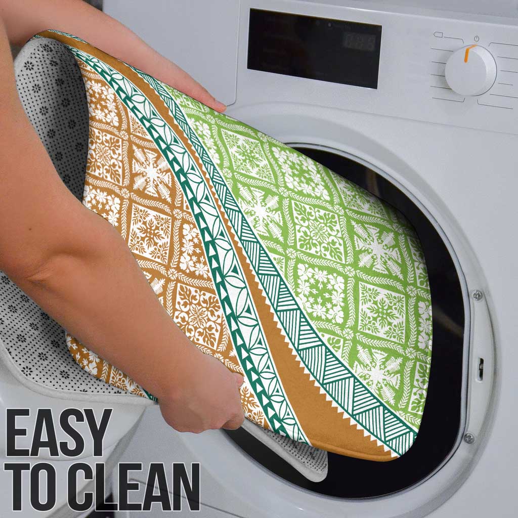 Hawaiian Quilt Pattern Bathroom Set Green Chestnut Color Mixed - Polynesian Pride