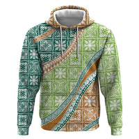Hawaiian Quilt Pattern Hoodie Green Chestnut Color Mixed - Polynesian Pride