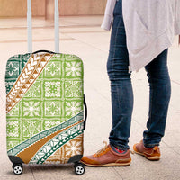 Hawaiian Quilt Pattern Luggage Cover Green Chestnut Color Mixed - Polynesian Pride