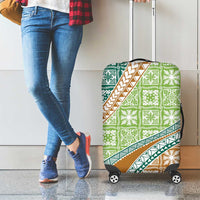 Hawaiian Quilt Pattern Luggage Cover Green Chestnut Color Mixed - Polynesian Pride