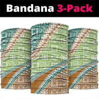 Hawaiian Quilt Pattern Neck Gaiter Green Chestnut Color Mixed - Polynesian Pride