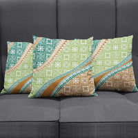 Hawaiian Quilt Pattern Pillow Cover Green Chestnut Color Mixed - Polynesian Pride
