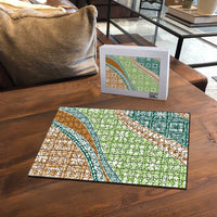 Hawaiian Quilt Pattern Puzzle Green Chestnut Color Mixed - Polynesian Pride