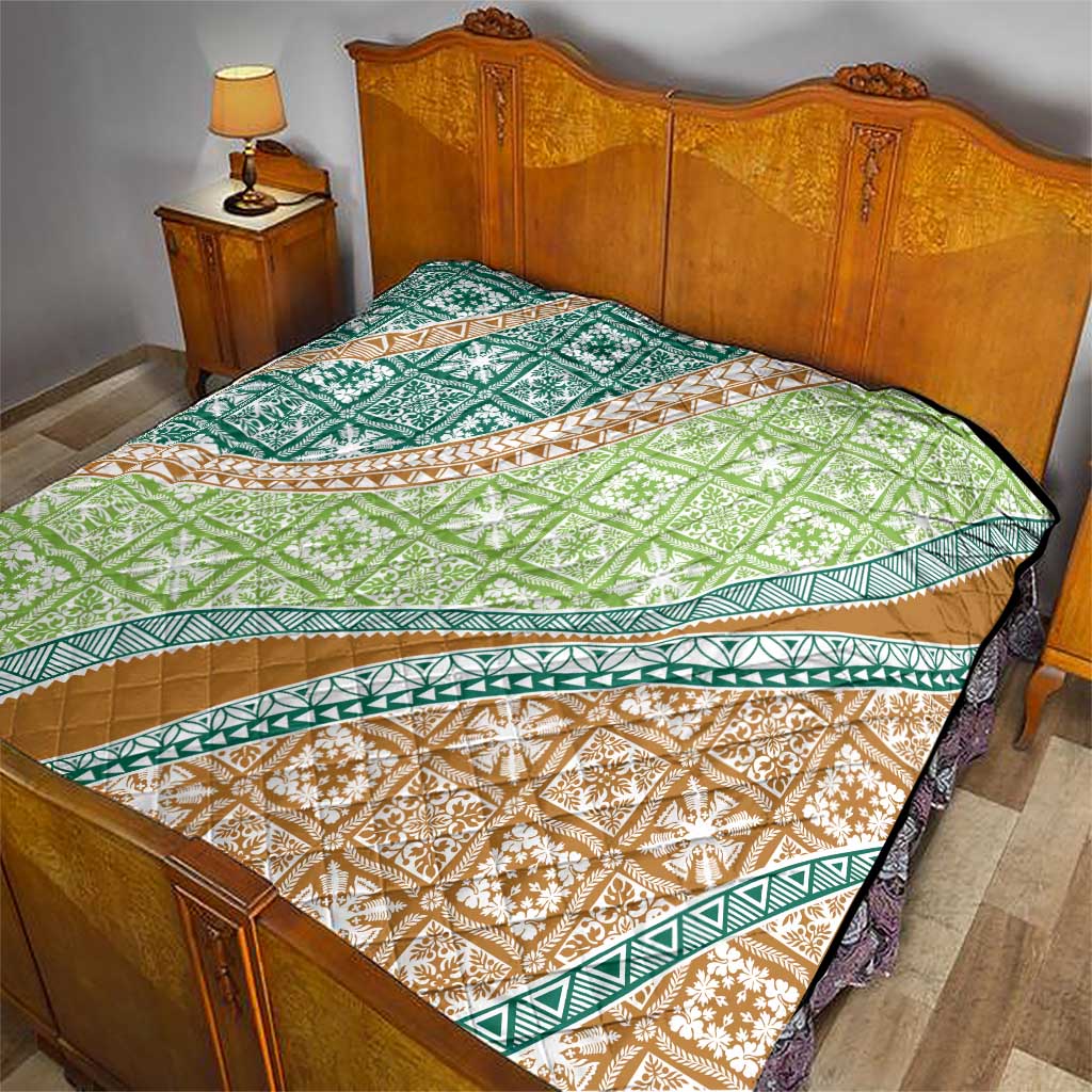Hawaiian Quilt Pattern Quilt Green Chestnut Color Mixed - Polynesian Pride