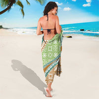 Hawaiian Quilt Pattern Sarong Green Chestnut Color Mixed - Polynesian Pride