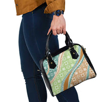 Hawaiian Quilt Pattern Shoulder Handbag Green Chestnut Color Mixed - Polynesian Pride
