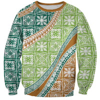 Hawaiian Quilt Pattern Sweatshirt Green Chestnut Color Mixed - Polynesian Pride