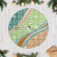 Hawaiian Quilt Pattern Tree Skirt Green Chestnut Color Mixed - Polynesian Pride