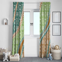 Hawaiian Quilt Pattern Window Curtain Green Chestnut Color Mixed - Polynesian Pride