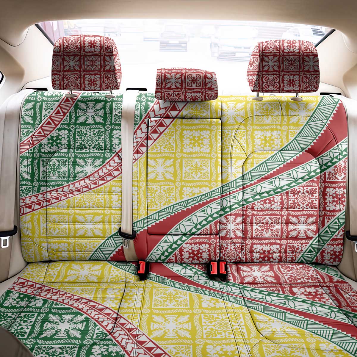 Hawaiian Quilt Pattern Back Car Seat Cover Special Color Mixed - Polynesian Pride
