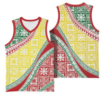 Hawaiian Quilt Pattern Basketball Jersey Special Color Mixed - Polynesian Pride