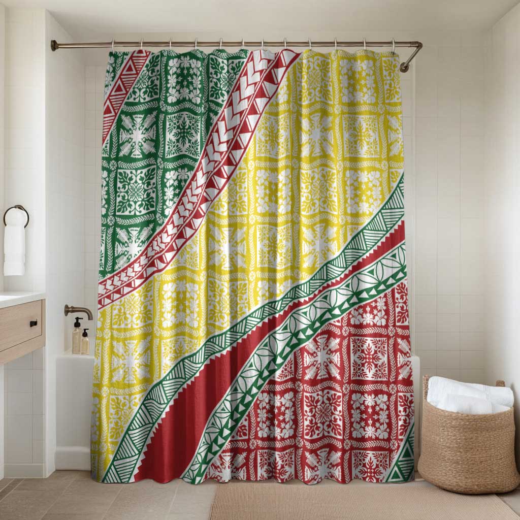 Hawaiian Quilt Pattern Bathroom Set Special Color Mixed - Polynesian Pride