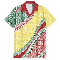 Hawaiian Quilt Pattern Family Matching Off The Shoulder Long Sleeve Dress and Hawaiian Shirt Special Color Mixed - Polynesian Pride