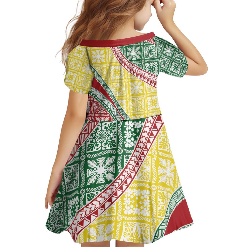 Hawaiian Quilt Pattern Family Matching Off Shoulder Short Dress and Hawaiian Shirt Special Color Mixed - Polynesian Pride