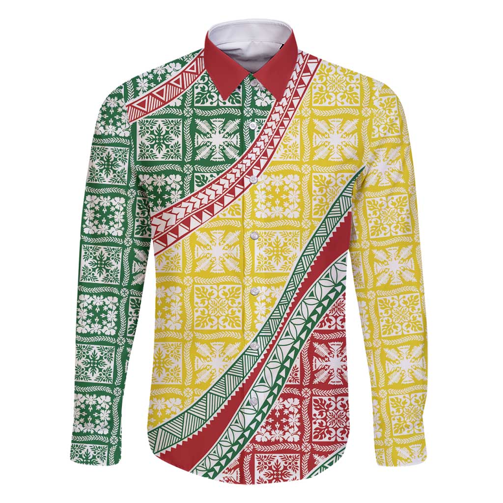 Hawaiian Quilt Pattern Family Matching Off Shoulder Short Dress and Hawaiian Shirt Special Color Mixed - Polynesian Pride