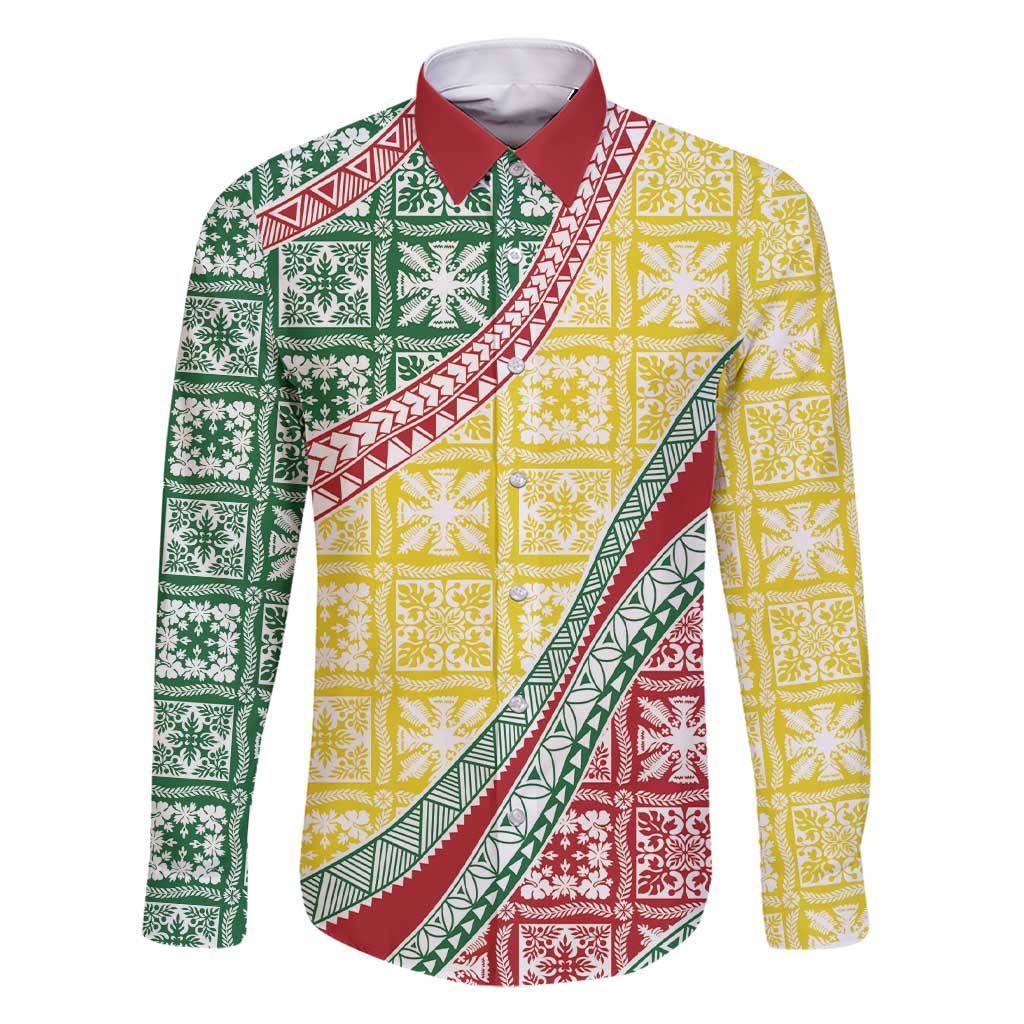 Hawaiian Quilt Pattern Family Matching Short Sleeve Bodycon Dress and Hawaiian Shirt Special Color Mixed - Polynesian Pride