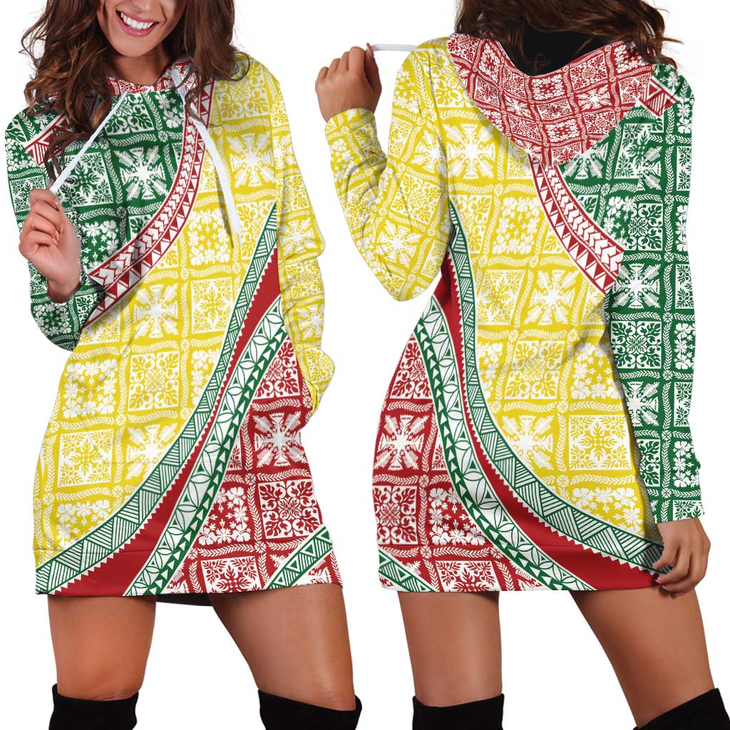 Hawaiian Quilt Pattern Hoodie Dress Special Color Mixed - Polynesian Pride