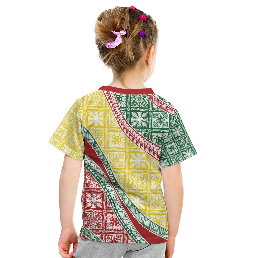 Hawaiian Quilt Pattern Kid T Shirt Special Color Mixed - Polynesian Pride