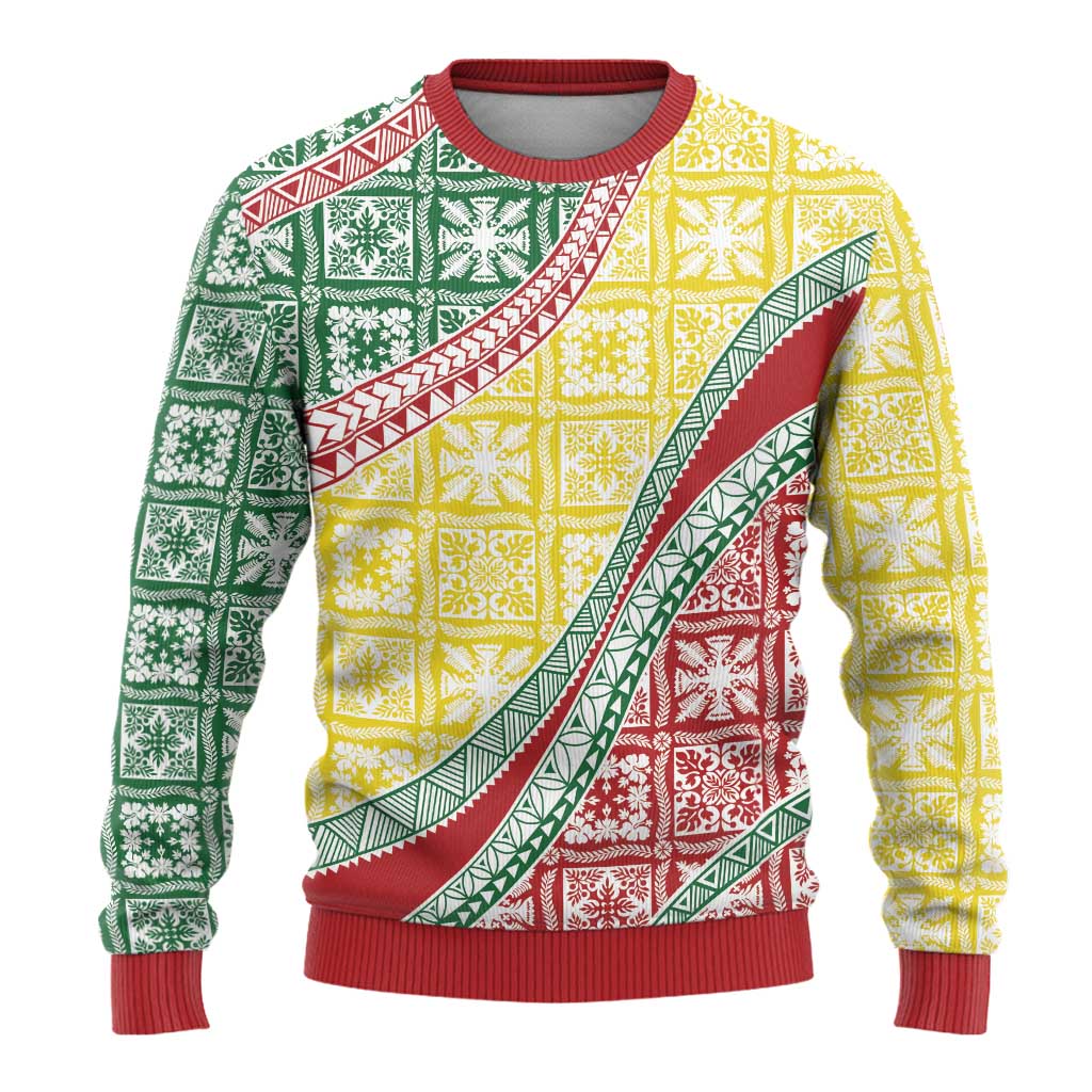 Hawaiian Quilt Pattern Ugly Christmas Sweater Special Color Mixed - Polynesian Pride