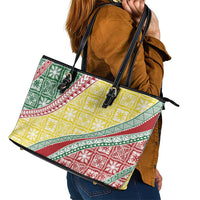 Hawaiian Quilt Pattern Leather Tote Bag Special Color Mixed - Polynesian Pride