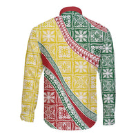 Hawaiian Quilt Pattern Long Sleeve Button Shirt Special Color Mixed - Polynesian Pride