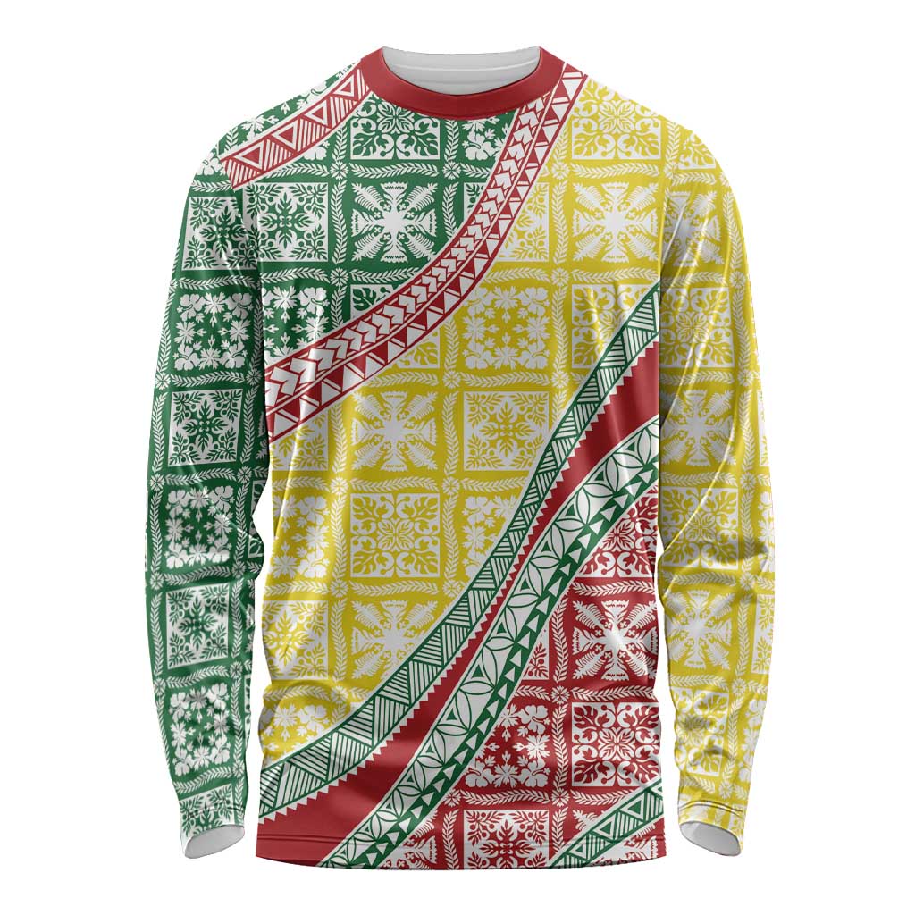 Hawaiian Quilt Pattern Long Sleeve Shirt Special Color Mixed - Polynesian Pride