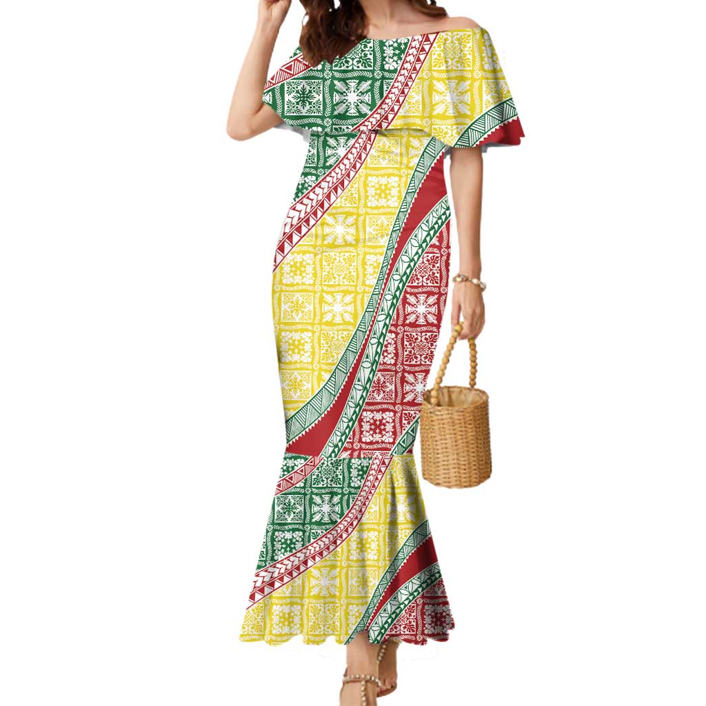 Hawaiian Quilt Pattern Mermaid Dress Special Color Mixed - Polynesian Pride