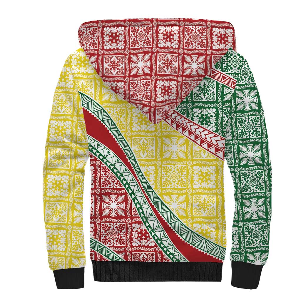 Hawaiian Quilt Pattern Sherpa Hoodie Special Color Mixed - Polynesian Pride