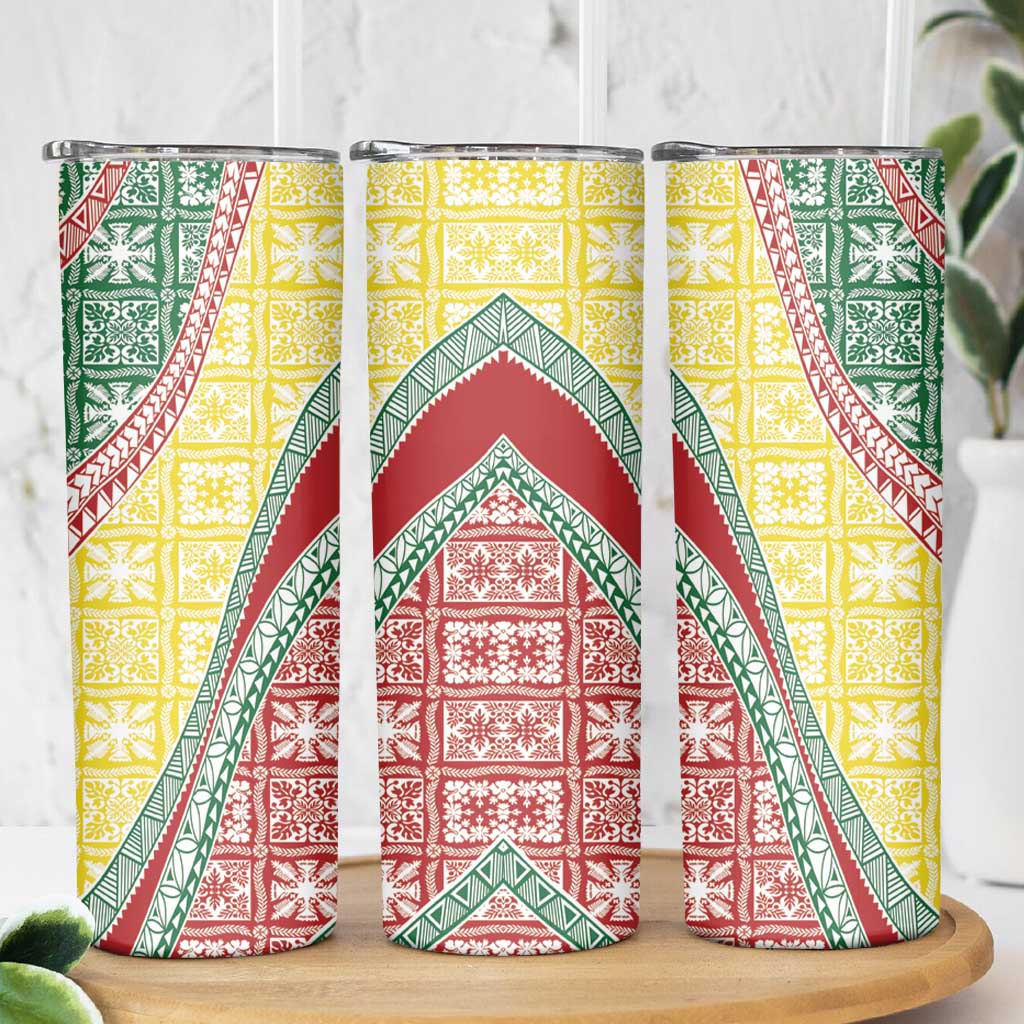 Hawaiian Quilt Pattern Skinny Tumbler Special Color Mixed - Polynesian Pride